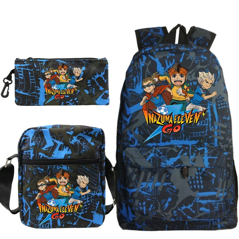 

Inazuma Eleven Go School Backpack Bag Large Capacity Anime School Bag Child Backpack Mochila Student Back Pack Bag 3pcs/set Gift