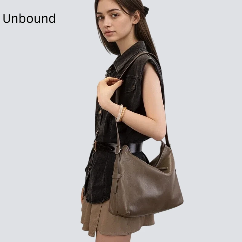 

Женская сумка-тоут из натуральной кожи на плечо, подмышки, винтажная сумка через плечо из воловьей кожи с зернистым верхом личи, роскошная пригородная сумка