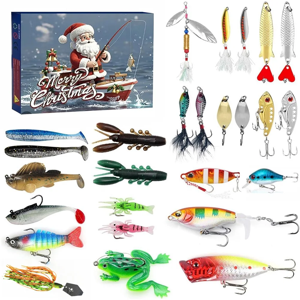 

Fishing Advent Calendar 2024,24 Days Fishing Lure Christmas Countdown Calendar Fishing Tackle Xmas Gift for Anglers/Grandfather