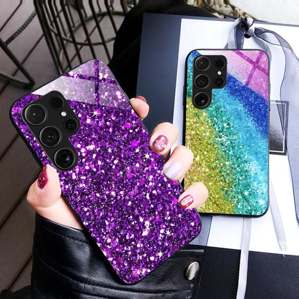 Glitter Shiny Luxury Phone Case for Samsung Galaxy A56 55 54 53 52 51 36 35 34 23 16 15 5G Glass Protective Cover
