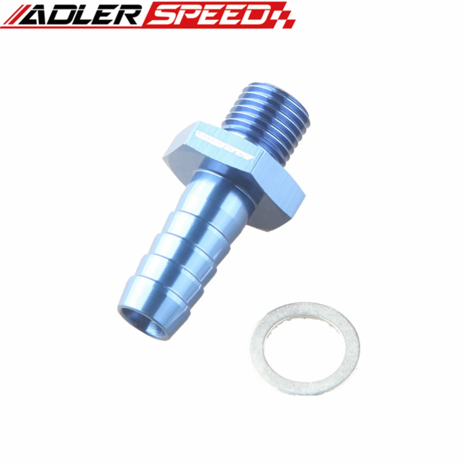 M14x1.5 Metric To 1/2" (12.7mm) Hose Barb Adapter Aluminum Blue