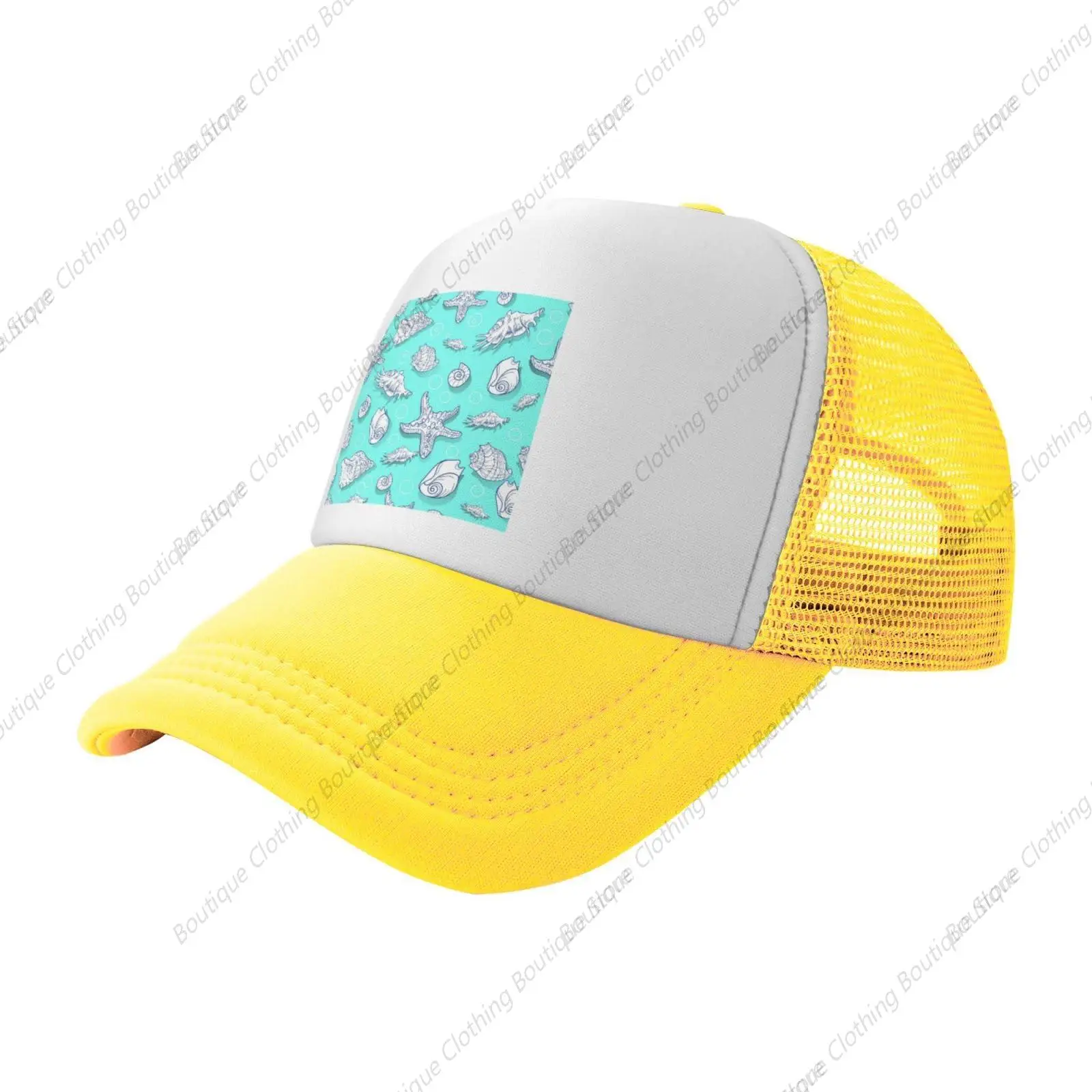 Baseball Cap for Women Men Adjustable Trucker Hat Quick Dry Running Snapback Hat-Seashell and Starfish