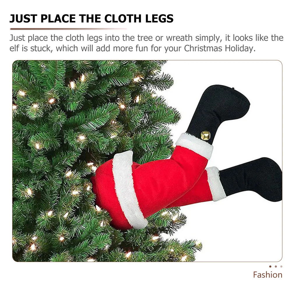 

2Pcs Stuffed Santa Legs Novel Xmas Santa Claus Fake Legs Christmas Decoration Creative Tree Wreath Holiday Party Photography