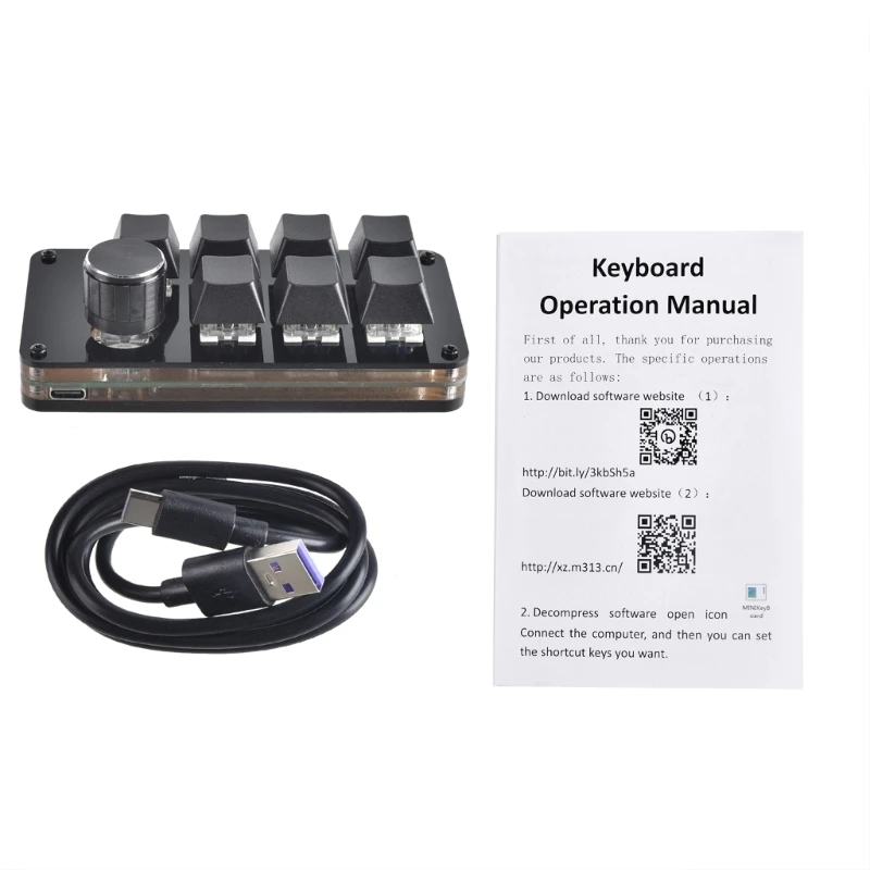 มาโครคีย์บอร์ดการเขียนโปรแกรมปุ่มกด 7 ปุ่ม 1 ปุ่มคีย์บอร์ดเครื่องกลปุ่มมินิ