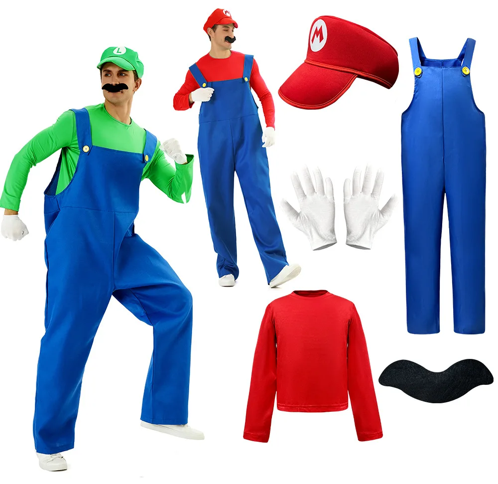 

Cosplay Costume Full Set Overalls Dress With Hat Gloves Beard For Halloween Carnival，Fancy dress
