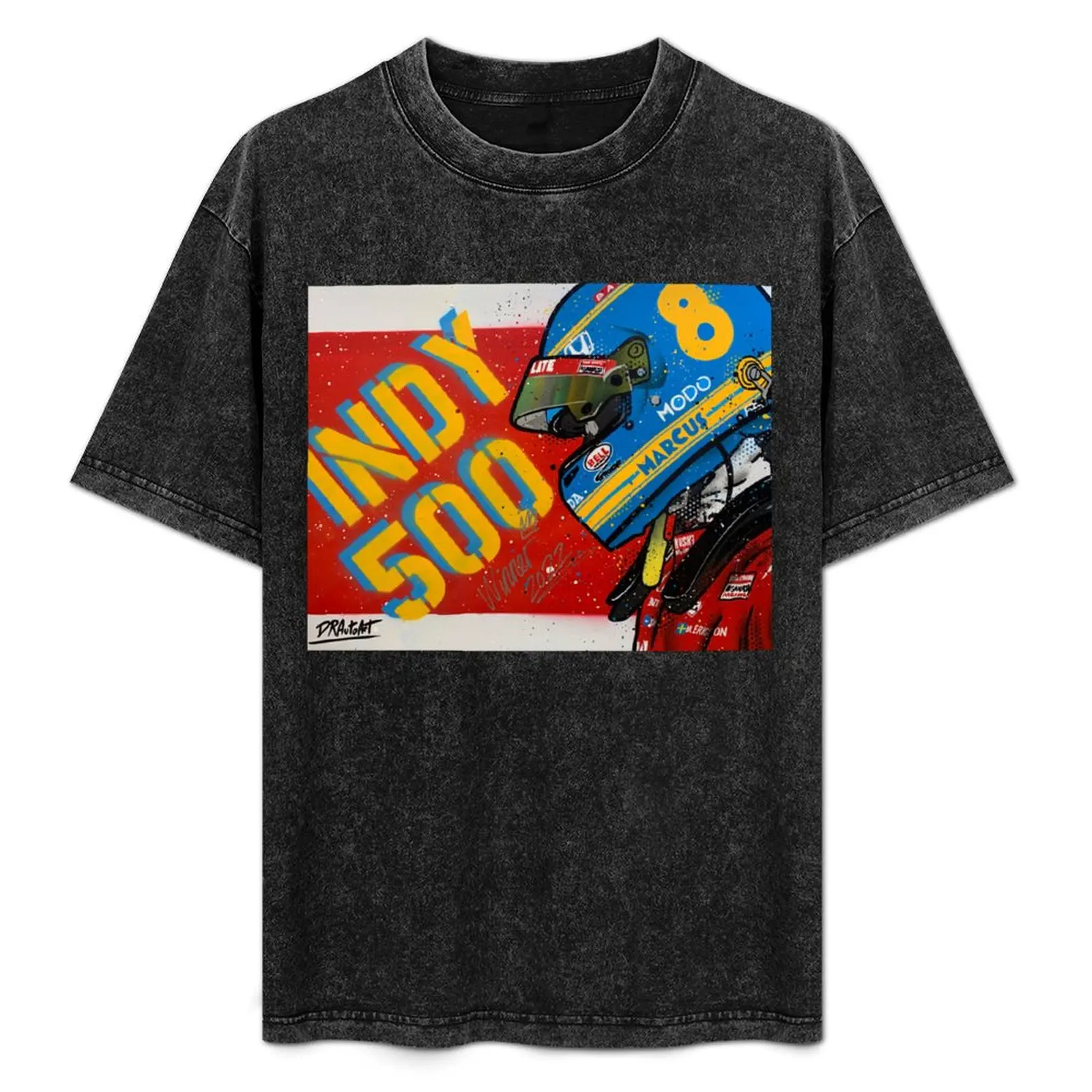 

Marcus Ericsson, Indy500, graffiti painting by DRAutoArt T-Shirt Casual Simple Design Short Sleeve Shirt