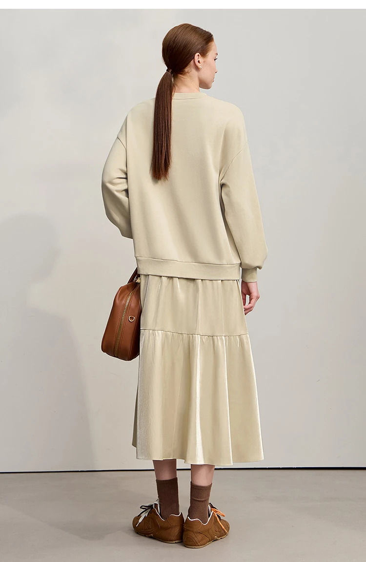 Amii Patchwork Women's Dress 2025 Winter New Casual Versatile Warm Sweater O-Neck Loose A Line Sweatershirt Dress Women 12544123