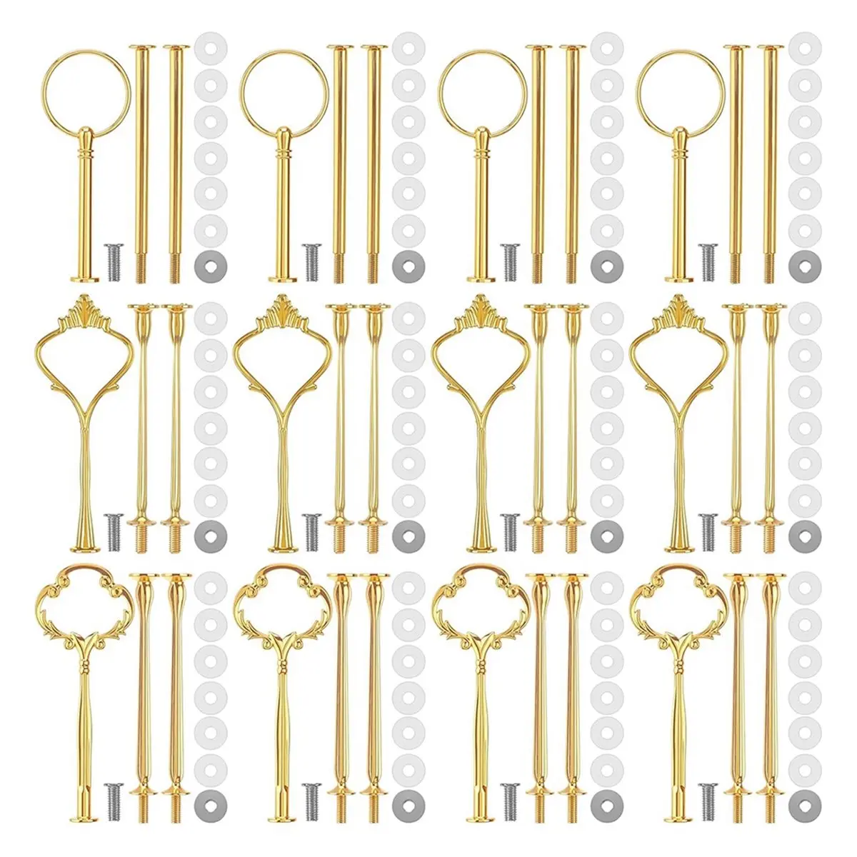 3 Tiered Tray Hardware Kit,Cake Stand Hardware,Stacking Cupcake Stand Fittings,Fruit Cake Plate Handle Fitting Rod