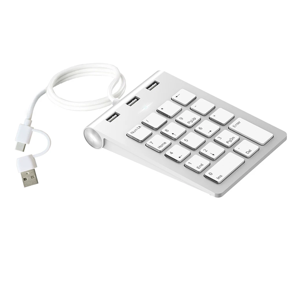 

Проводная мини-цифровая клавиатура USB и Type-C с 3 портами USB 2.0 и 18 клавишами для бухгалтерских расчетов, для ноутбуков и настольных ПК