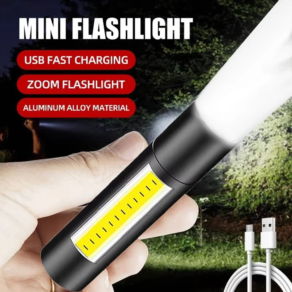 Mini Telescopic Zoom Flashlight 3 Lighting Modes Torch USB Rechargable Waterproof Powerful Flashlights Outdoor Portable lantern