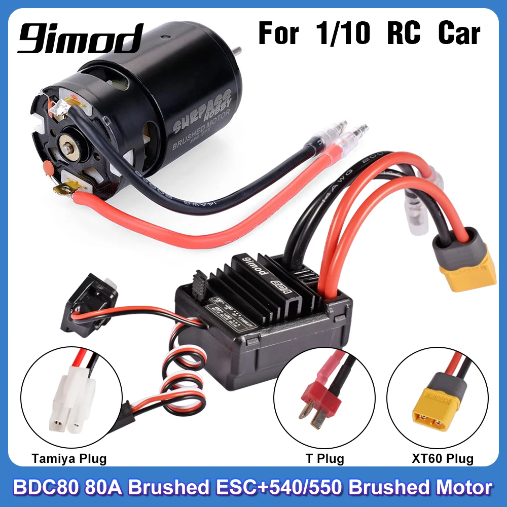 

9IMOD RC Матовый двигатель ESC Combo 80A ESC Контроллер скорости 2-3S Водонепроницаемый двигатель 540/550 для 1/10 TRX4 TRX6 Traxxas HPI Redcat