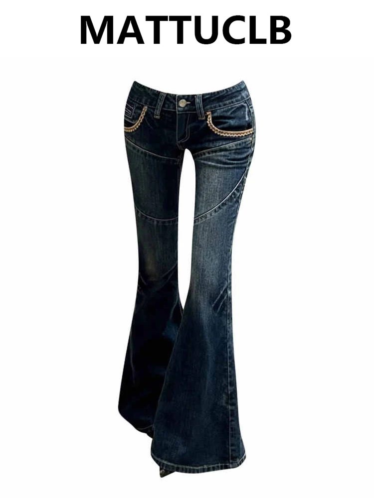 

Women's 2000s Low Rise Denim Pants Abi Flare Jeans Long Trousers Bell Bottom Japanese Abi Y2k Grunge Cowboy High Street Grunge