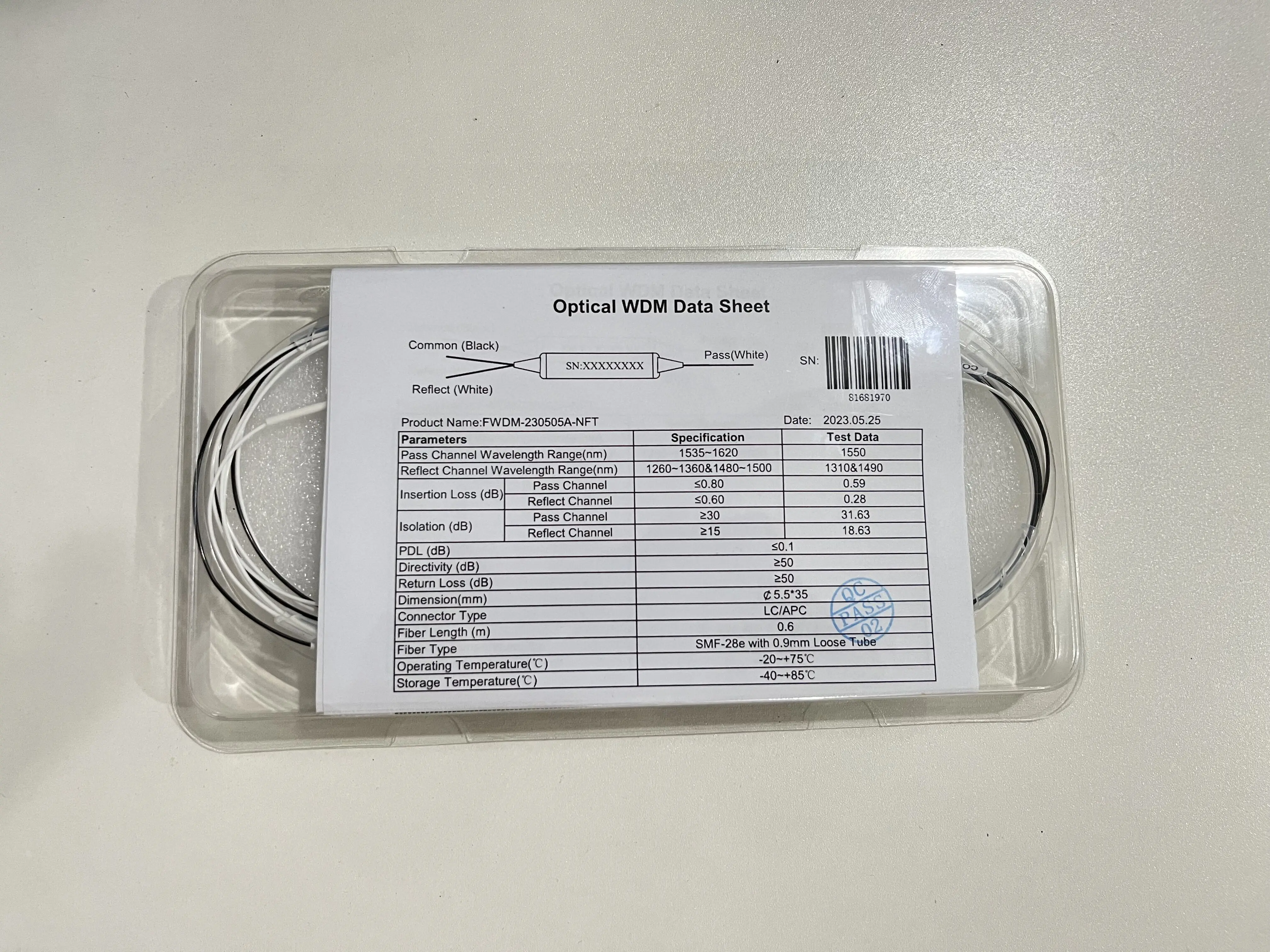 LC APC connector 1550nm 0.9mm Loose Tube Optical Fiber FWDM Module