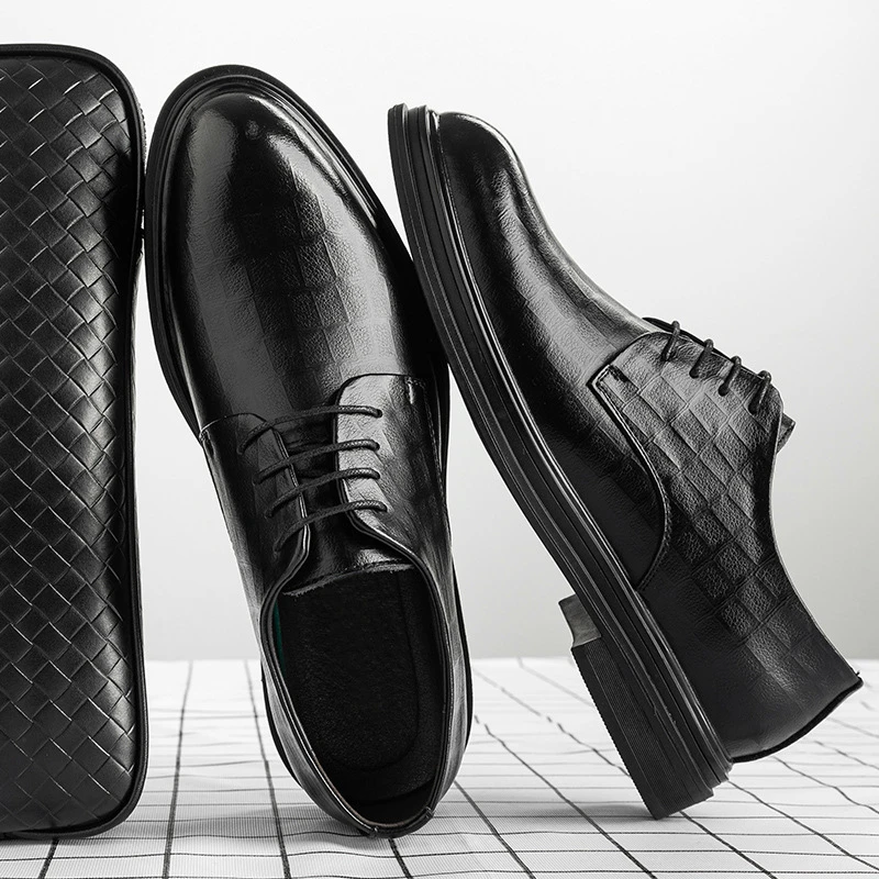 

Mens Winter Warm Fur Lined Formal Business Dress Shoes Height Increasing Elevator Shoes Casual Wedding Shoes Comfortable Simple