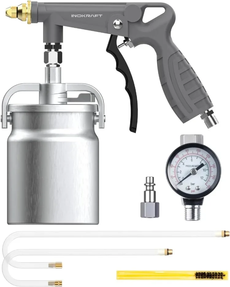 

Good Undercoating Spray Gun with Suction Feed Cup, 360° & Straight Spray Hoses, for Truck Bed Liner Coating, Rubberized Undercoa
