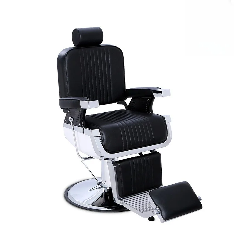 Black European and American men's hydraulic lift can be put down and shaved to make styling hair chair