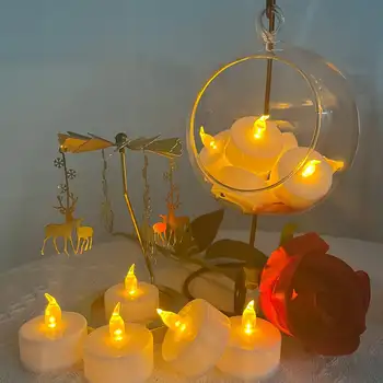 24 ks/sada bezplamenných LED svíček kreativní přání LED čajová svíčka teplá bílá bezplamenná svíčka halloween vánoční dekorace světlo svíčky 6 nejlepší prodej přání vedené - №4