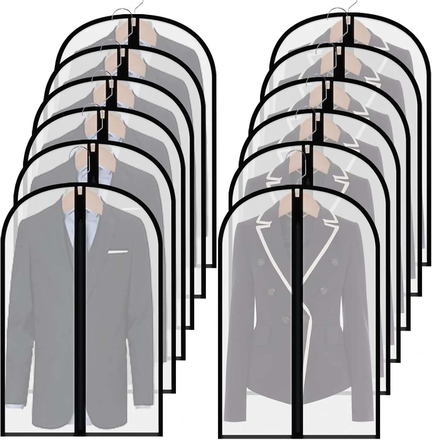 

Clear Suit Bags for Closet Storage,40" Garment Bag for Storage,12 pack Garment Bags for Hanging Clothes,Breathable Light