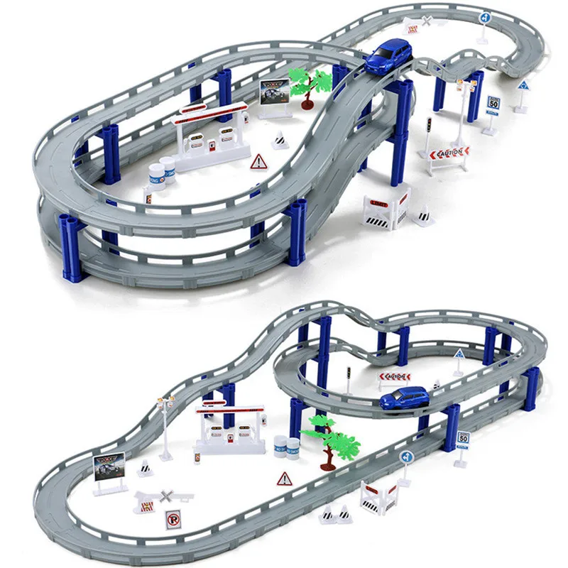 Railway Electric Racing Track Play Set Educational DIY Bend Flexible Race Track Road Transportation Building Toys For Children