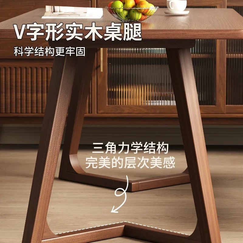 Solid wood dining table living room, household small apartment rectangular dining table, medieval simple eating table