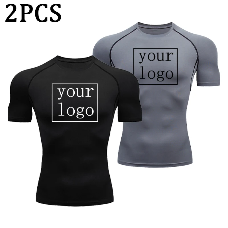 Nuova maglietta a compressione personalizzata fai-da-te da uomo con il tuo logo Design originale stampato Top ad asciugatura rapida Tee Gym Fitness Running Workout T Shirt