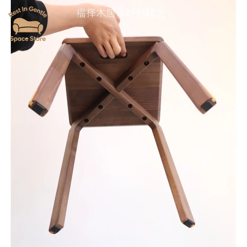 North American black walnut high stool solid wood dining stool can be stacked adult modern simple light luxury log design