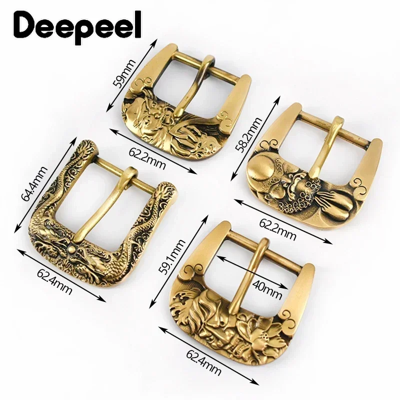 Deepeel 40mm Pure Brass Man Belt Buckles Copper Pin Buckle Waistband Head for 38-39mm Belts Accessories Men Jeans Leather Craft