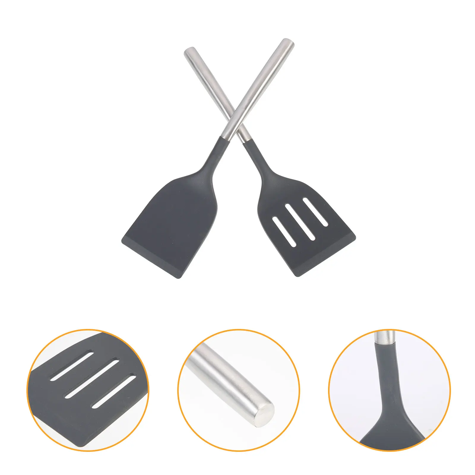 

2Pcs Silicone Spatula Heat Resistant Kitchen Utensil Stainless Steel Wok Cooking Tool Non Stick Baking Accessories