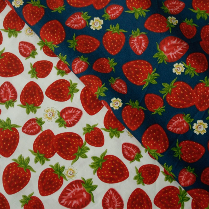 

160x100cm Strawberry Print Cotton Fabric Summer Fruit Twill Pure Cotton Sewing Fabric for DIY Dress Sleepwear Children's Clothes