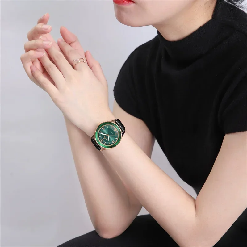 NAVIFORCE Brand Women Quartz Watch Personality Leather Strap Waterproof Wristwatch Simple Fashion Female Clock Relogio Feminino