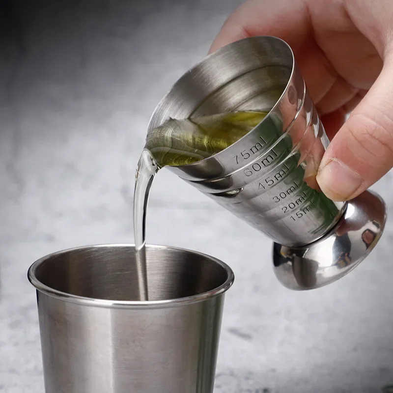 75ml Measuring Shot Cup Ounce Jigger Bar Cocktail Drink Mixer Liquor Measuring Cup Mojito Measure Coffee Mug Stainless Steel