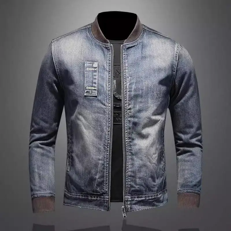 denim jacket men retro loose casual plus velvet winter jacket parkas trendy handsome motorcycle jacket streetwear men's clothing