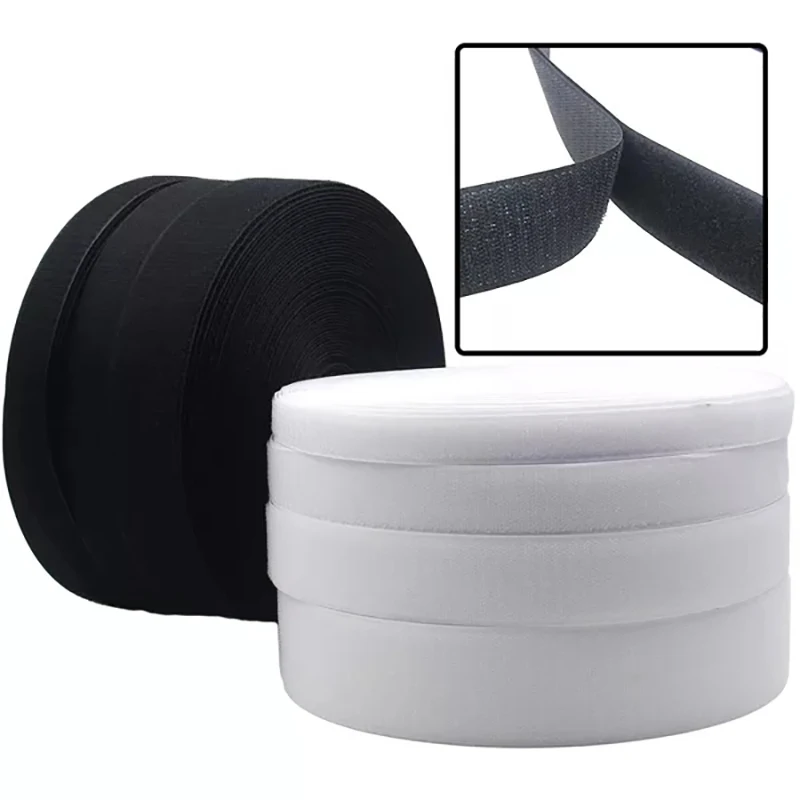 Nylon Black White Adhesive Fastener Tape Hook and Loop Diy for Garment Shoes Sewing Magic Tape No Glue 16/20/25/30/40/50/100mm