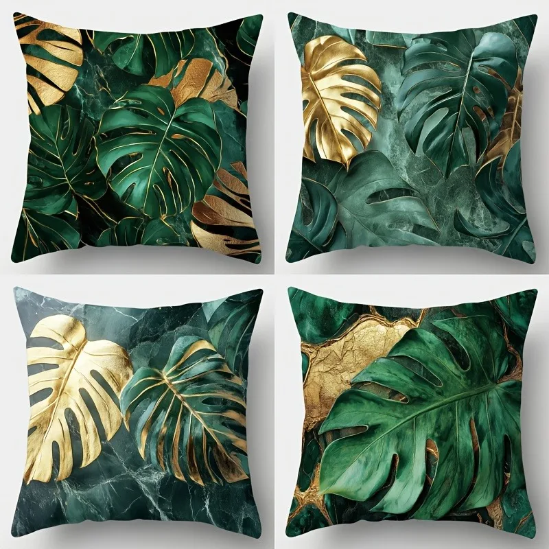 Tropical Monstera Leaf Opulent PillowcasesLiving Room Sofa Cushion Cover, Soft and Comfortable, Bedroom Room Decoration