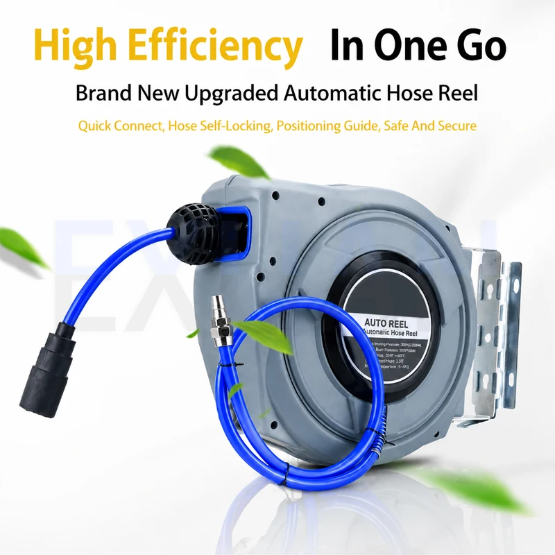 10M Automatic Retractable Air Hose Reel Wall Mounted Air Compressor Hose Reel With Quick Connect Auto Rewind System For Workshop