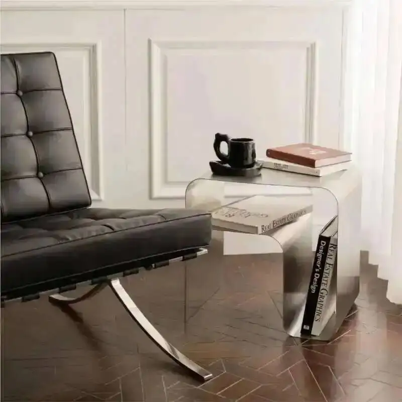 

Antique Minimalist Side Stainless Table Steel Bedside Table Integrally Molded Storage Cabinet Coffee Desks Vintage Bauhaus