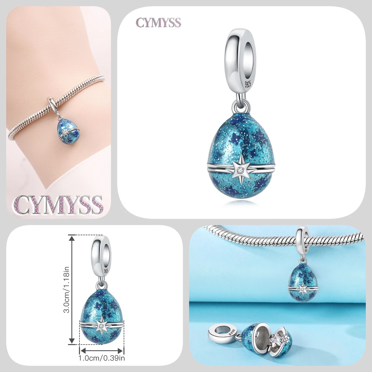Zierlicher Anhänger aus 925er Sterlingsilber mit Engel-Gebetsperle, passend für Armreif, Armband, Halskette, DIY-Schmuck, Geburtstagsgeschenk für Frauen – Detail 15