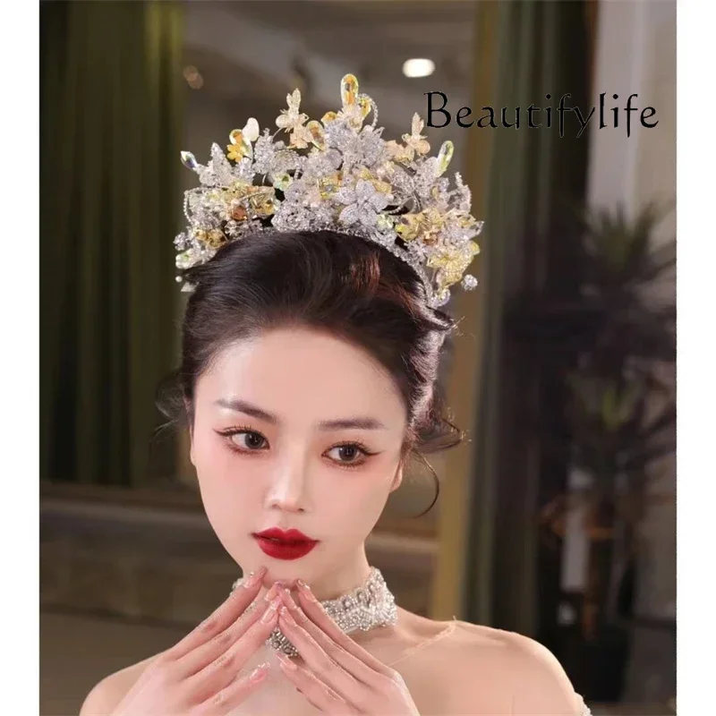 New crown high-end production western wedding dress banquet versatile zircon model