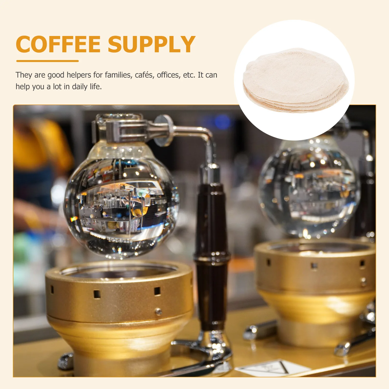 

20Pcs Round Cloth Filter Reusable Coffee Syphon Cotton Filter Cloth for Espresso Maker Portable Brewing Accessory