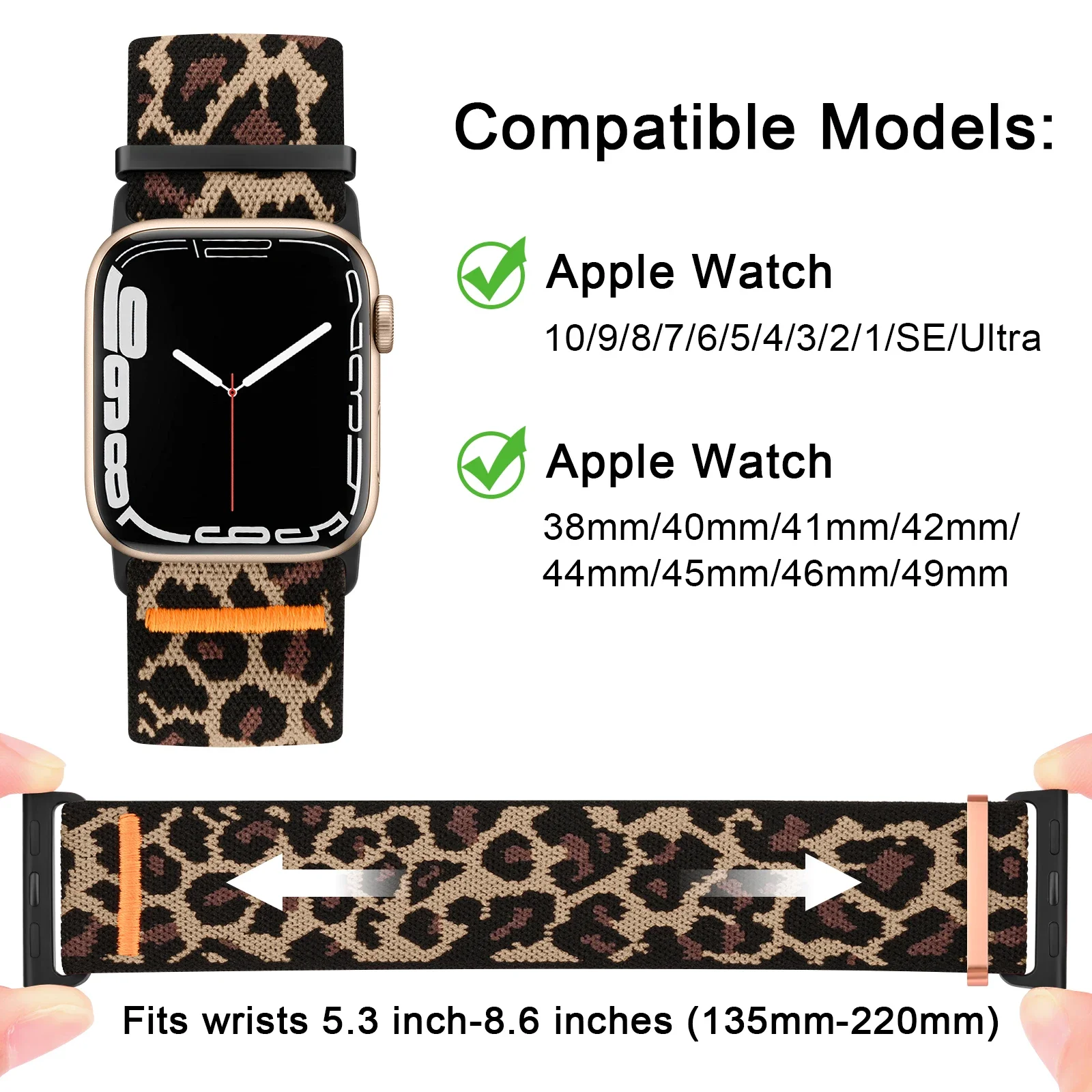 Nylon Elastic Strap For Apple Watch 45mm 44mm 40mm 41mm 42mm 46mm 49mm Loop Bracelet For iWatch 10 9 8 7 6 5 4 3 2 Ultra 2 Band