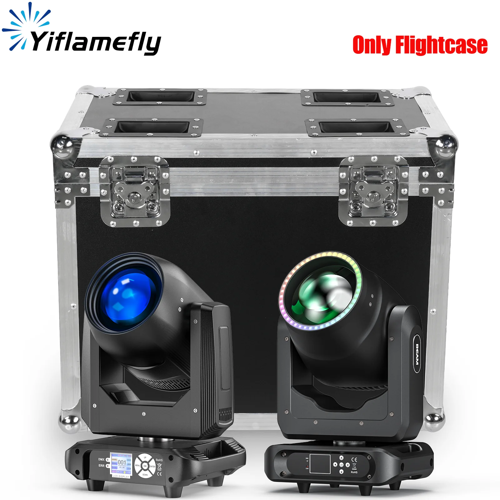 

Чехол для авиакомпании Yiflamefly, высококачественный кожаный чехол со встроенным колесом и выдвижной ручкой, кейс для 2 шт., 200 Вт, DJ огни с подвижной головкой