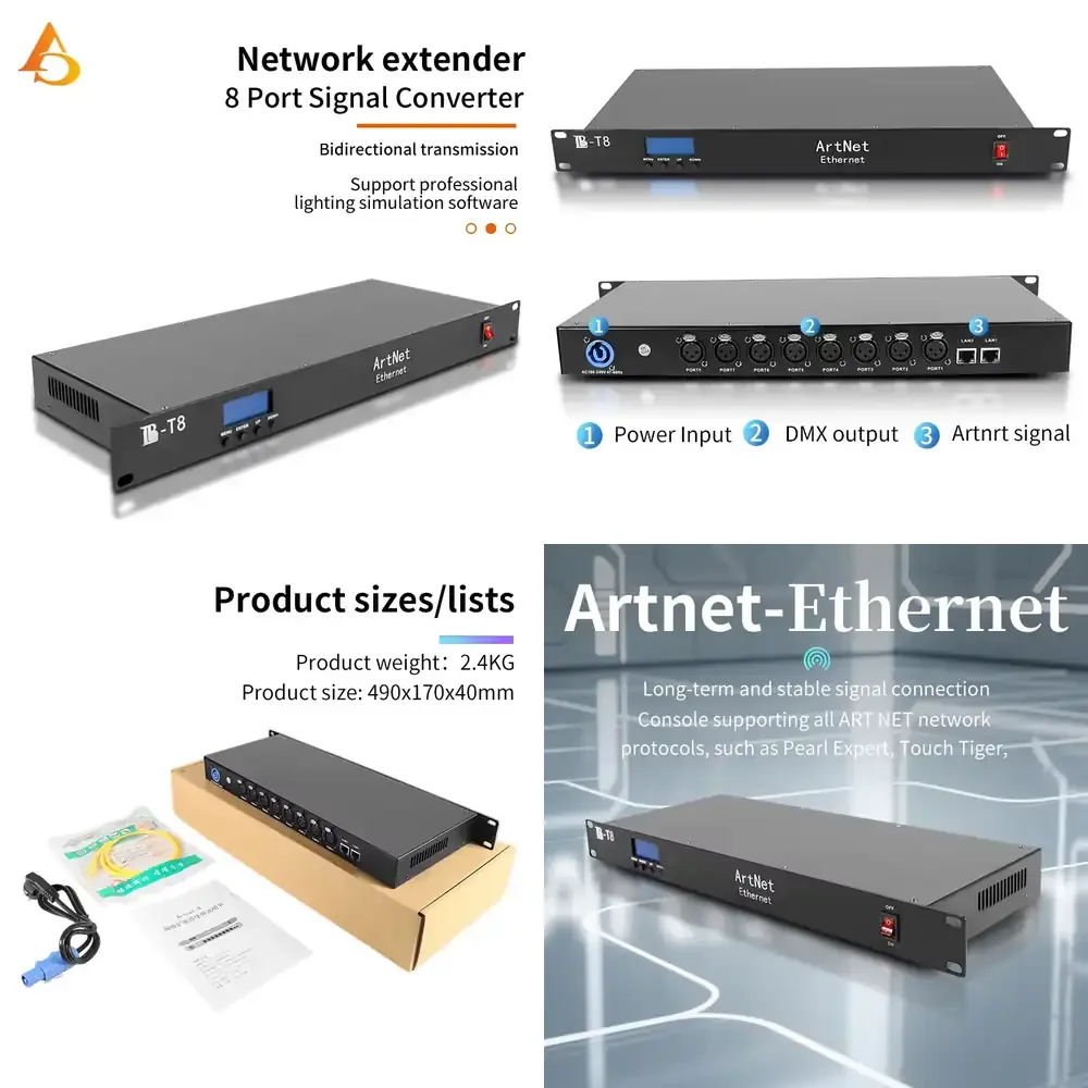 

AICPOSE Wholesale Stage DMX512 Signal Amplifier Channels DMX Amplifier 8 Way DMX Splitter