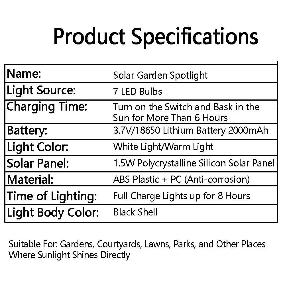 تعمل بالطاقة الشمسية 7 LED مصباح الحديقة الشمسية مستشعر الضوء التلقائي 7 LED حديقة الأضواء الشمسية اللاسلكية مقاوم للماء #6