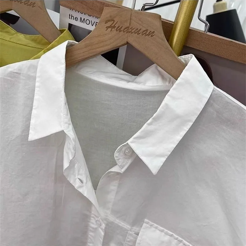 Korean Summer New Female Pure Cotton Short Sleeved Shirts Blouse Women Loose Thin Casual Fashion All-Match Tops Shirt Ladies