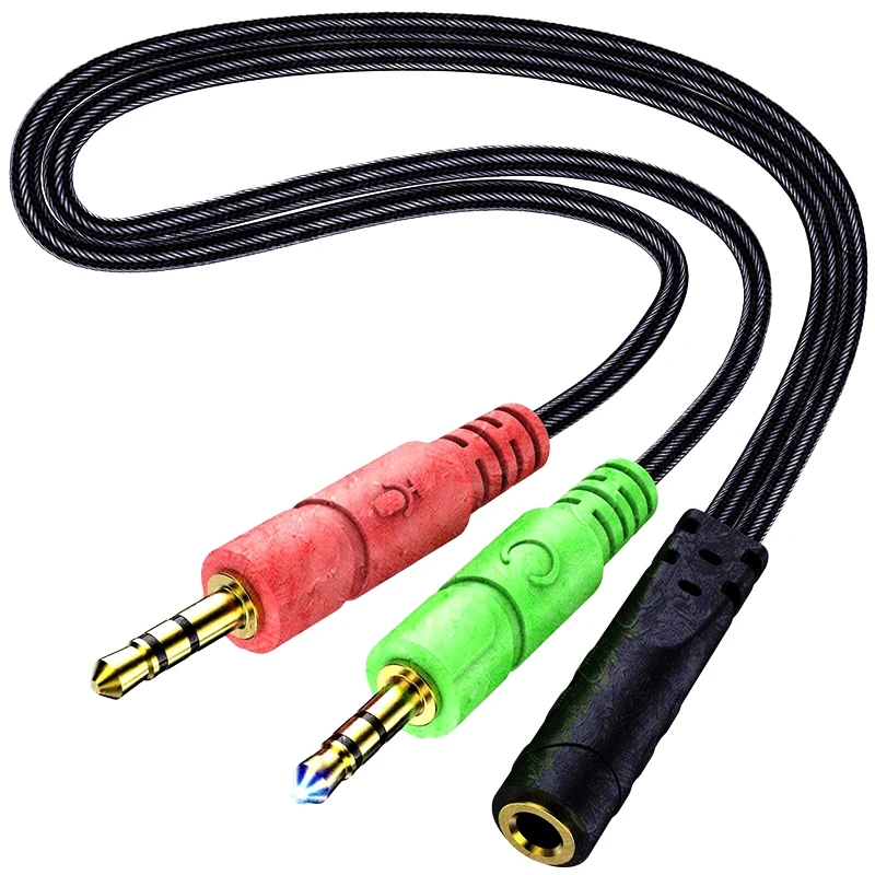 Headphone Mic Splitter 3.5Mm Mic Audio Splitter Headset Headphone Splitter For Gaming Headset And Computer