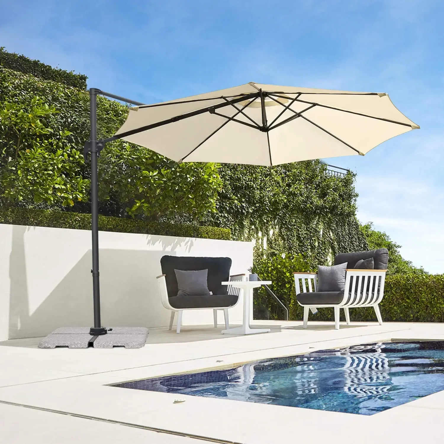 Sonnenschirm Garten Terrasse Bananen schirm Creme Markise Cantilever Outdoor Regenschirm Terrassen