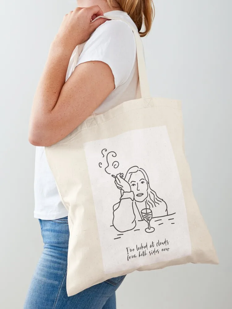 

Joni Mitchell Poster - Joni Mitchell print, Minimalist art, Line art, both sides now lyrics Tote Bag free delivery bags