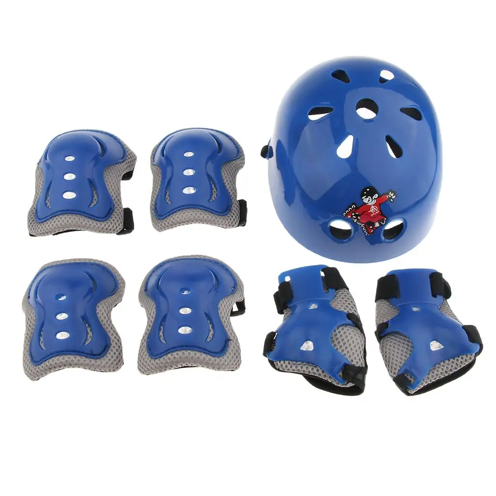 Kids Protective Gear Set 7 Pieces Helmet Knee Elbow Wrist Pads Skate Protection Kit for Skating and Cycling