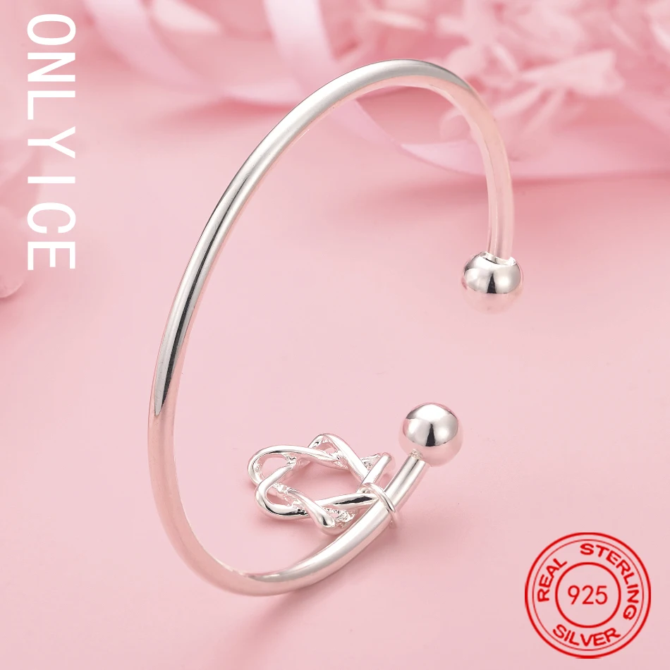 

925 Sterling Silver 68mm Hexagram Star Bracelet Open Bangle Adjustable For Women Fashion Jewelry Sweet Birthday Gift