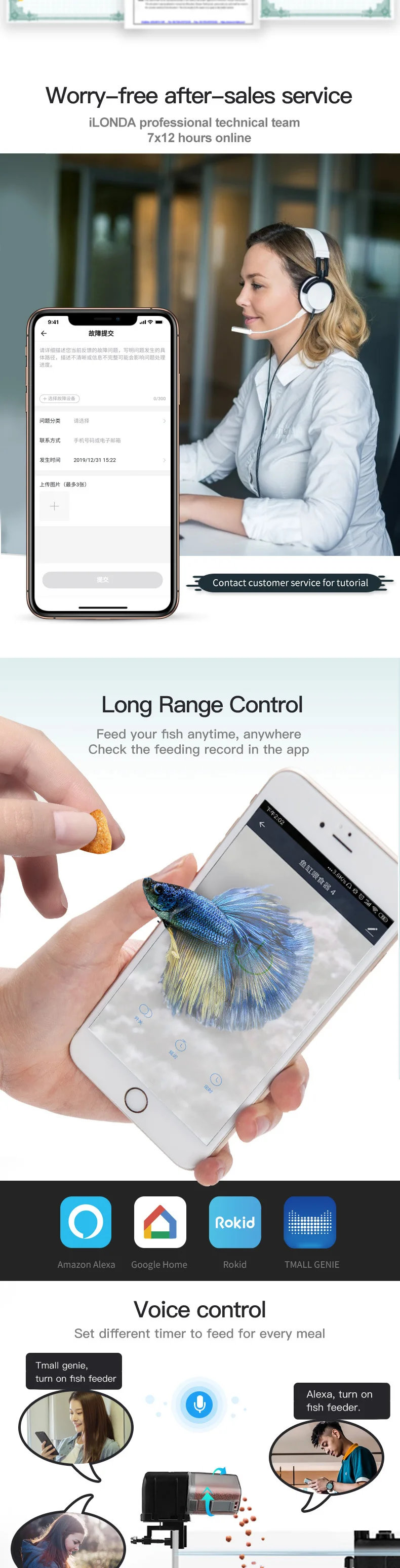 Automatic Aquarium Fish Tank Food Feeder Timing/Wifi Wireless Intelligent Mobile APP Voice Control Remote food dispenser